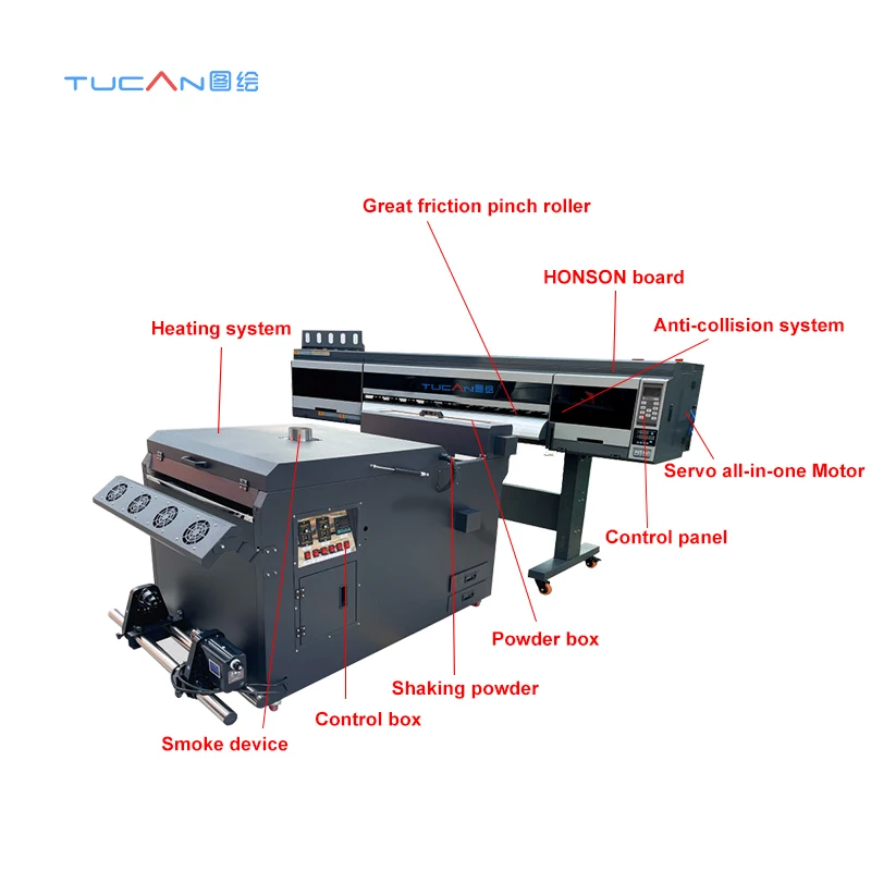 المزدوج رئيس XP600/i3200 60 سنتيمتر DTF طابعة نقل الحرارة آلة طباعة تي شيرت شاكر ومجفف طابعة Dtf الطباعة الرقمية