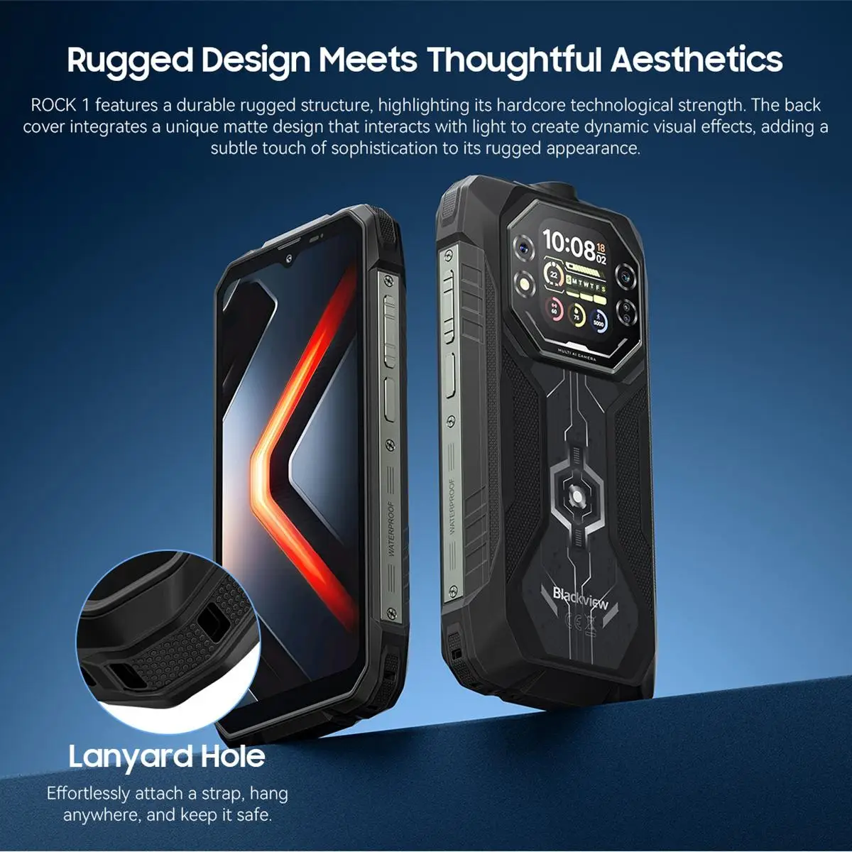 Blackview ROCK 1 Rugged Phone 8GB+256GB 6.56'' Android 16 Helio G81 15000mAh 55W Charge NFC 4G Smartphone