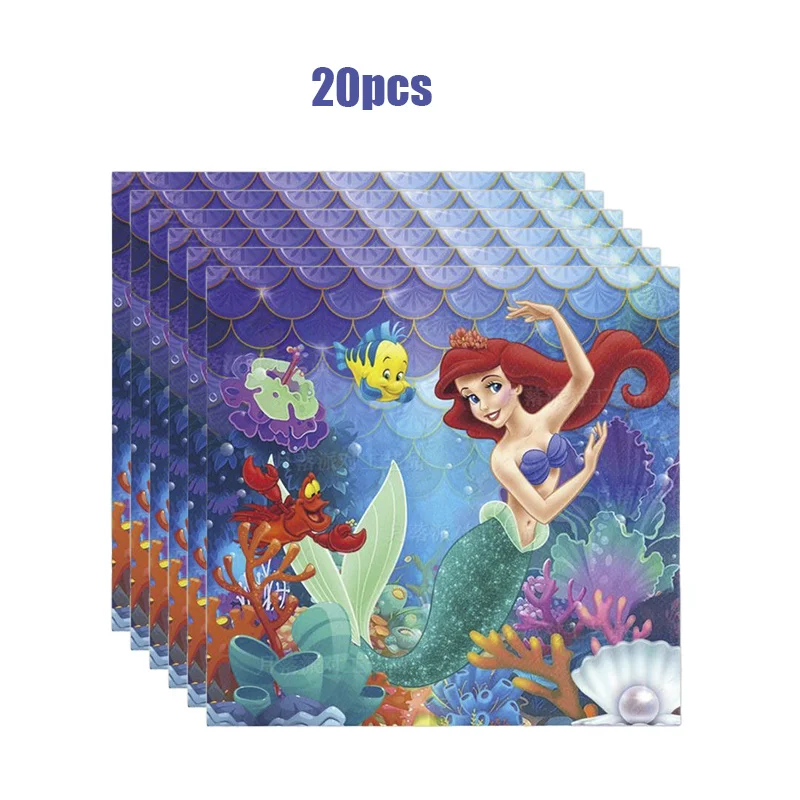 Disney The Little Mermaid decorazioni per feste di compleanno forniture Ariel Princess piatti di carta tovaglioli tazze tovaglia palloncini bambini