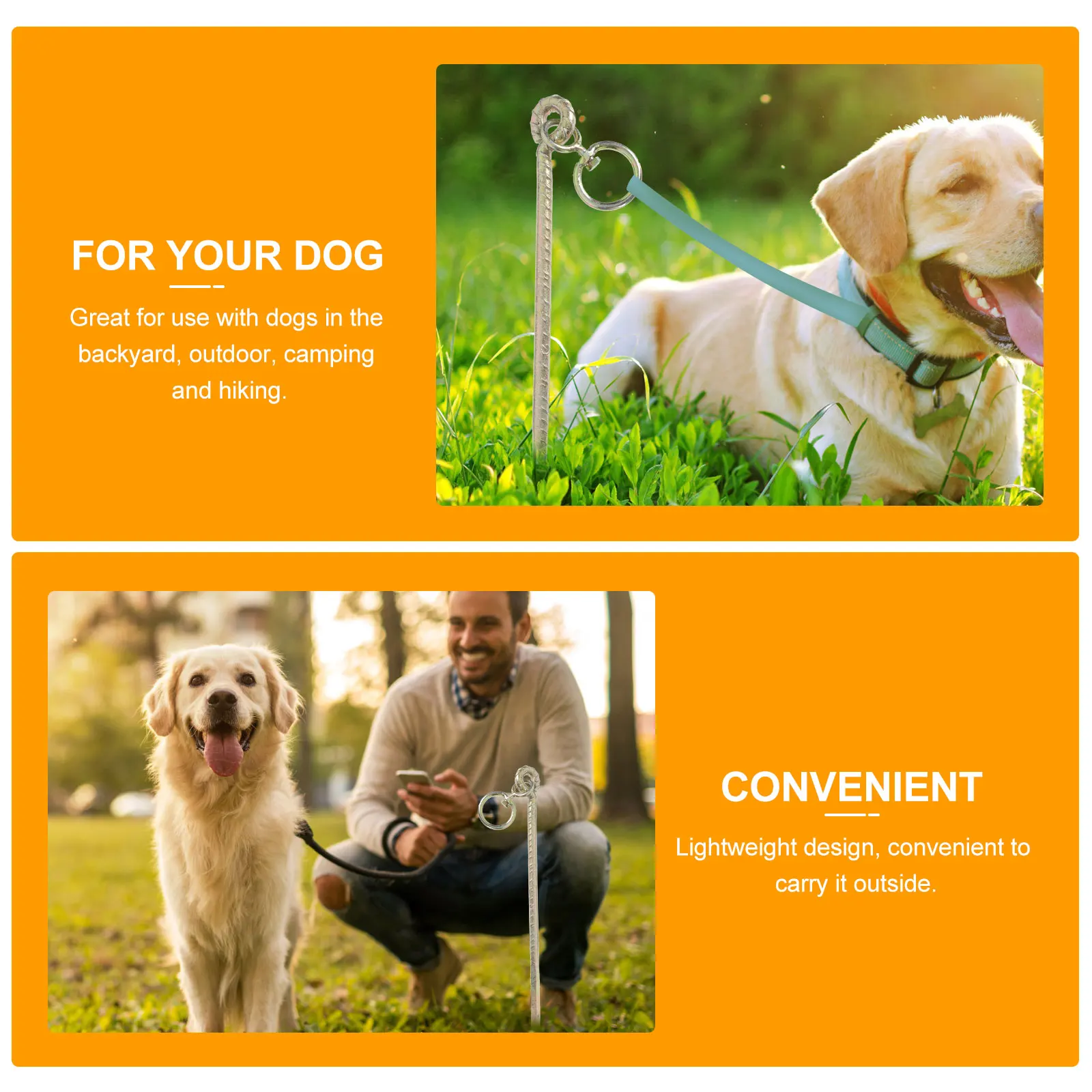 

1pc Outdoor Livestock Fixing Stake Durable Iron Ground Stake For Dogs Cattle Tie-Out Rod Lightweight Portable With Ring Design