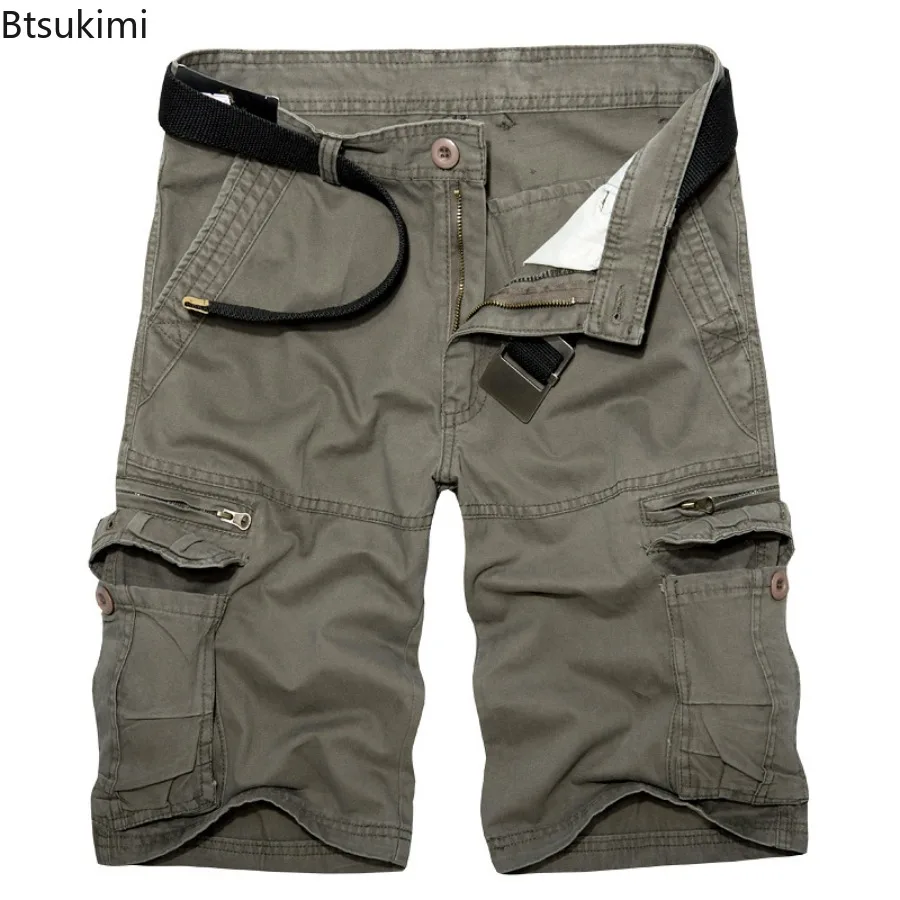 New 2025 Men's Cotton Cargo Shorts Summer Casual Shorts Mens Multi Pocket Knee Length Pant Fashion Streetwear Shorts for Men
