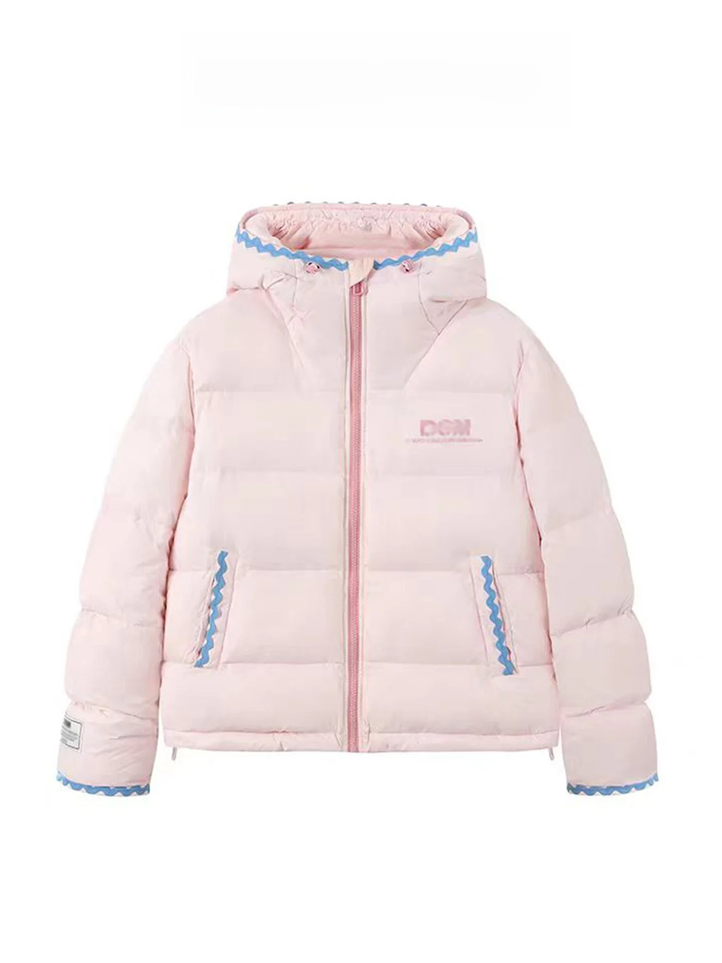 

Розовая женская зимняя утепленная хлопковая куртка с капюшоном, ветрозащитная, свободного кроя, в корейском стиле, с длинными рукавами, на молнии