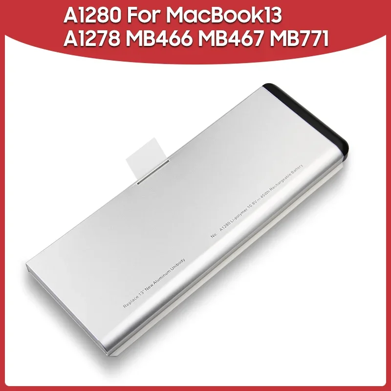 

New Replacement Battery 45Wh A1280 For MacBook13 A1278 2008 MB466 MB467 MB771 Rechargeable Batteries