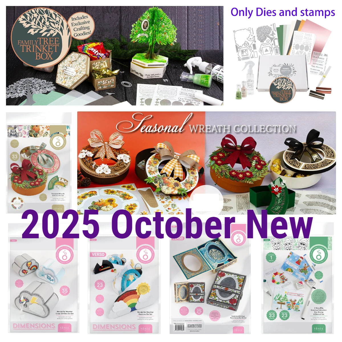 

Merry Christmas Tonic New Release Family Tree Trinket Box Die Set DIY Scrapbooking New Year Greeting Card Gift Metal Cutting Die