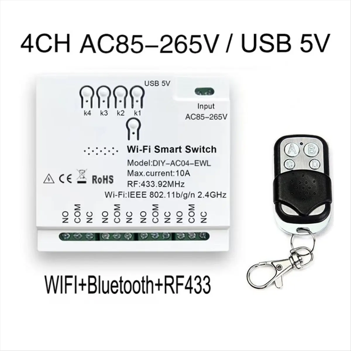(AIMA) EWeLink WiFi Smart Switch RF433 85-265V WiFi Smartlife Home Automation Module Garage Door Curtain Motor Module