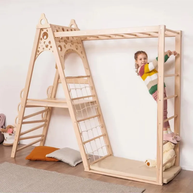 Wooden activity gym triangle children's indoor folding frame