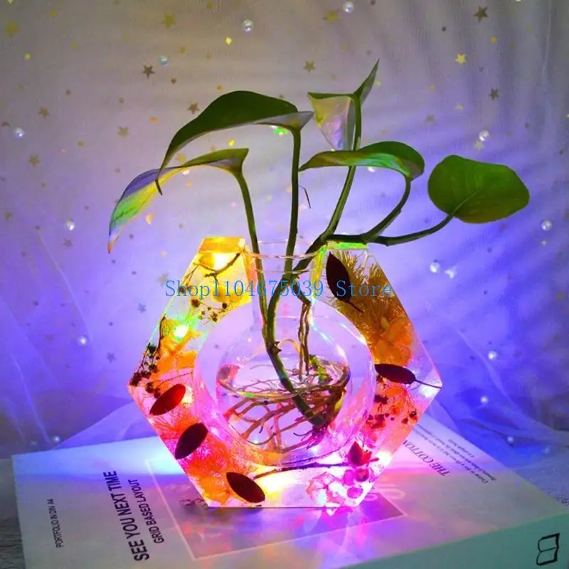 

5asd Epoxy Resin Vase Silicone Mold for Plant Propagation Station Resin Casting Mold for Hydroponic Flowers Office Desktop