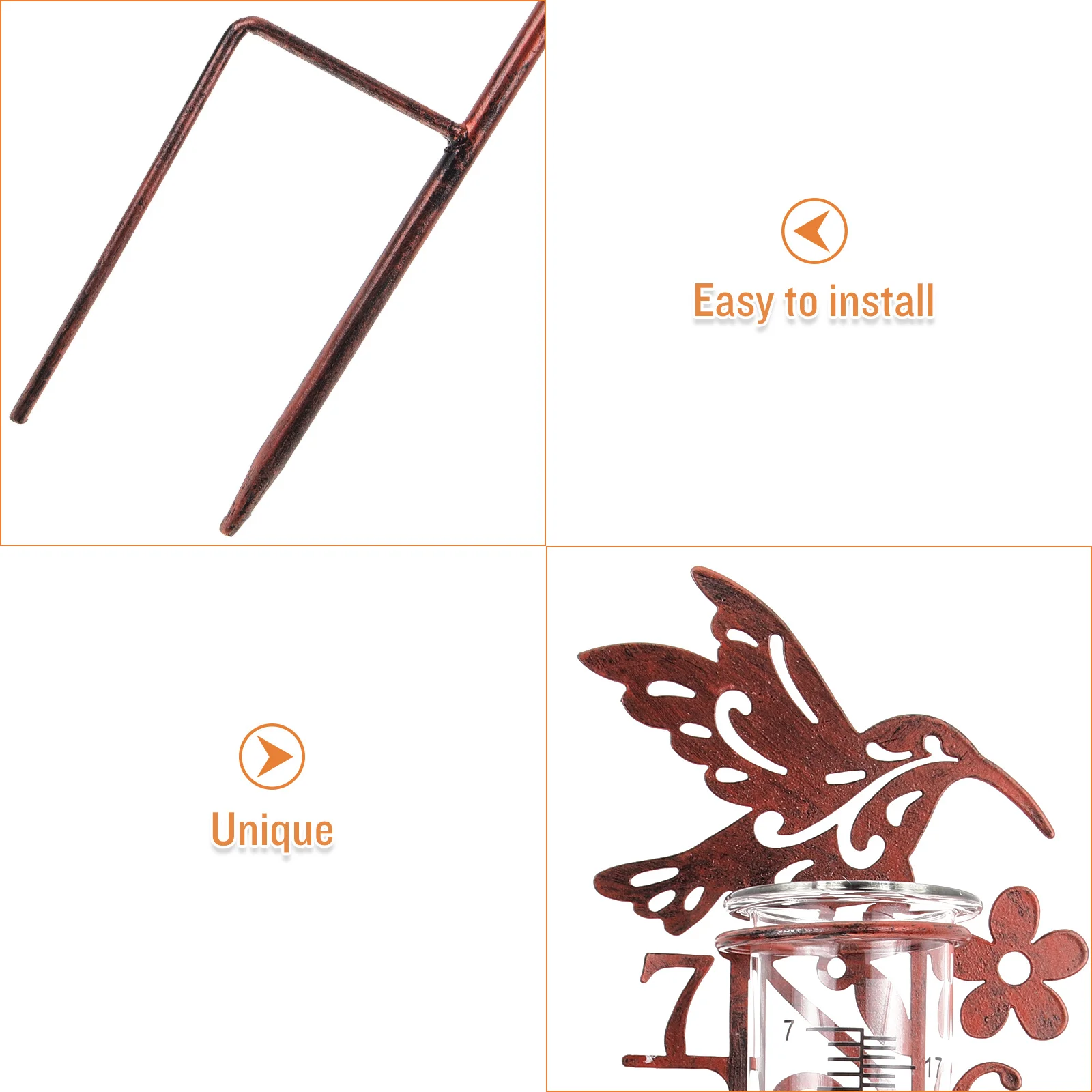 

7 Inches Digital Rain Gauge Outdoor Garden Decorative Portable Tool Metal Stake Easy Use Accurate Measurement Rain Gauge