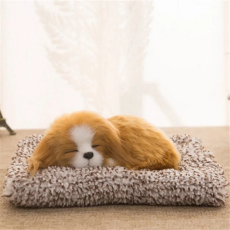 Juguetes de peluche, labrador de animales de simulación encantador/muñeco de peluche, perros durmientes, juguete para decoraciones de coche, regalo de cumpleaños