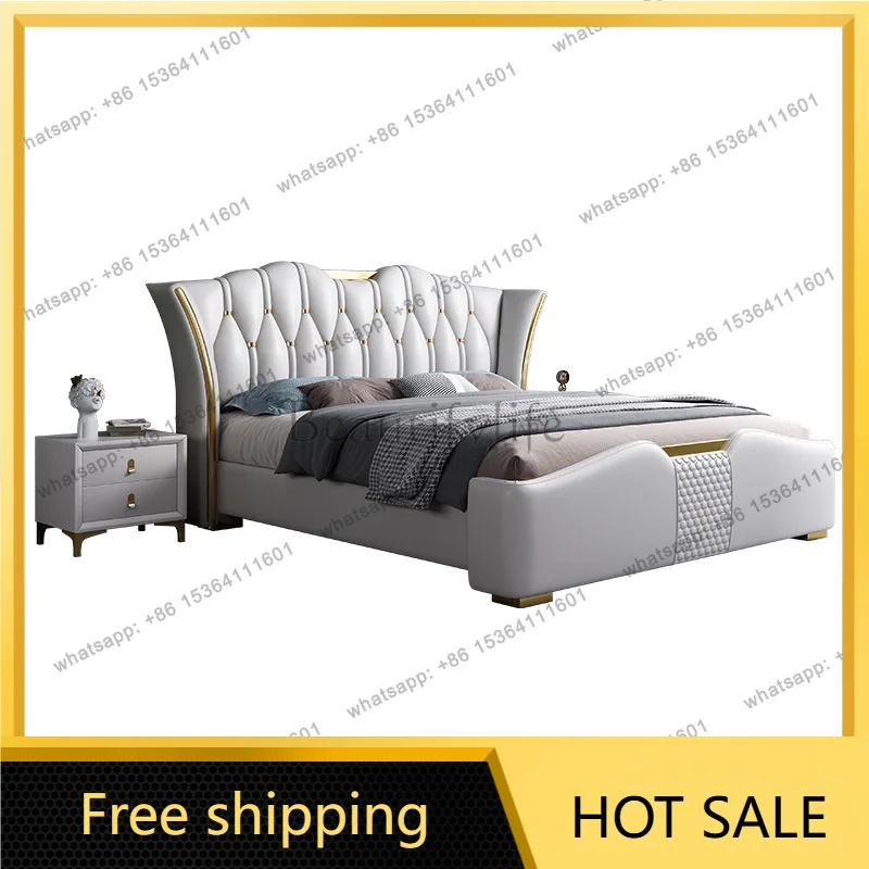 Factory Direct Sales Luxury Double Bed 1.8 meters Storage Leather Art Soft Bag Bed 2 meters