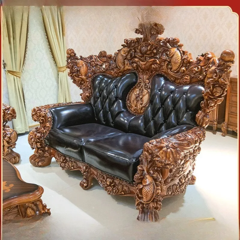 Leather sofa, large luxury and domineering combination American style.