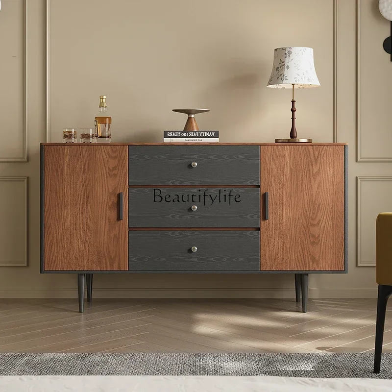 LRetro solid wood storage, medium and ancient style, dining side storage, high bedside storage chest