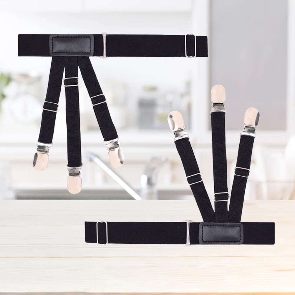 2 قطعة مشبك قميص مضاد للانزلاق مطاطا قابل للتعديل جورب الأربطة للرجال الفخذ الثنية البقاء حامل الحمالات دائم أسود #3