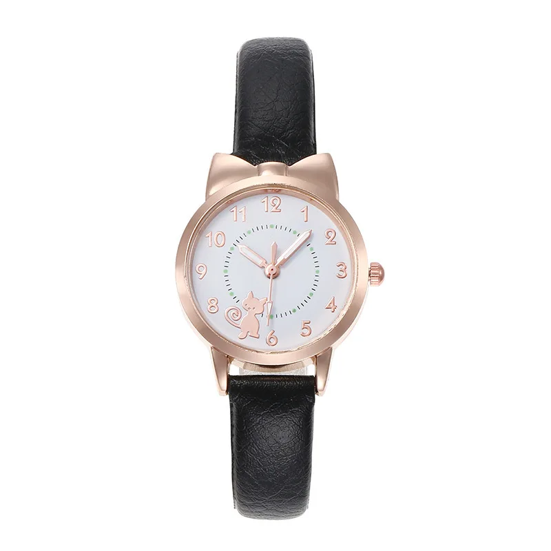 

Cat Kitty Women Bow Butterfly Watch 12mm PU Leather Strap Gold Color Case Jewellery Woman Analog Watches