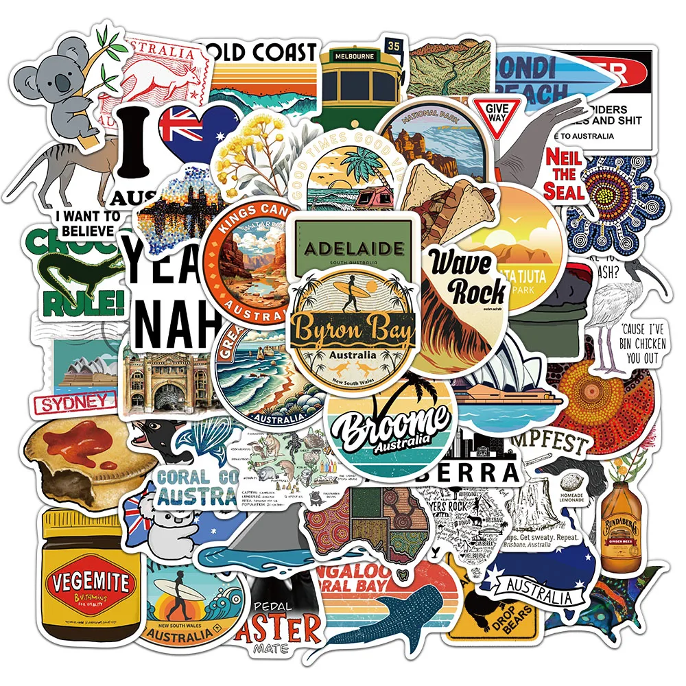 50PCS Australian Stickers Exquisite Scenery Koala Hand Account Material Phone Case Laptop Luggage Water Cup Waterproof Stickers