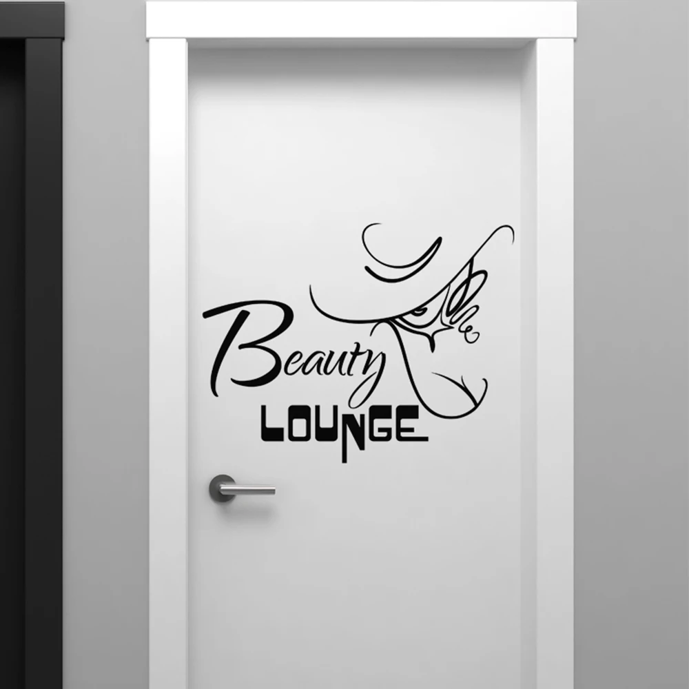 Beauty Lounge Door Wall Sticker Bathroom Beauty Salon Spa Nail Hair Wall Decal Vinyl Home Decor