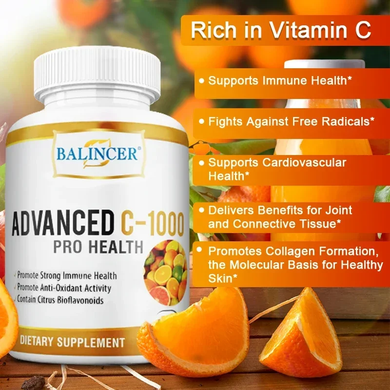 Balincer Vitamin C Complex 1000 Mg with Rose Hips - High Potency, Helps Fight Free Radicals, Immune Support, Antioxidant