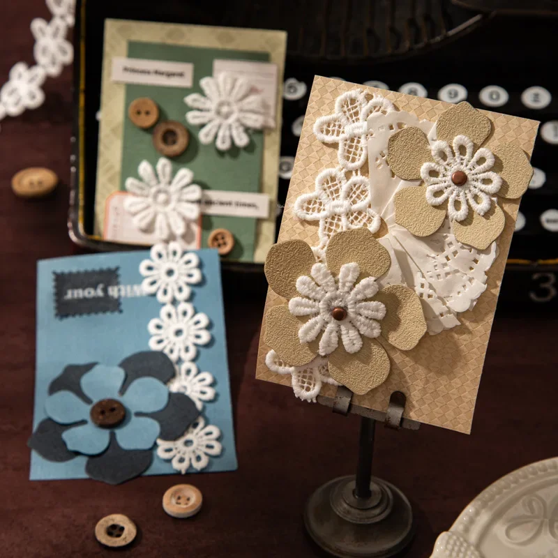 50Pcs Handmade Bag Writing Pads DIY Pain Notebooks Scrapbook Collage Lace Bottoming Handbook Material Paper Light Linen