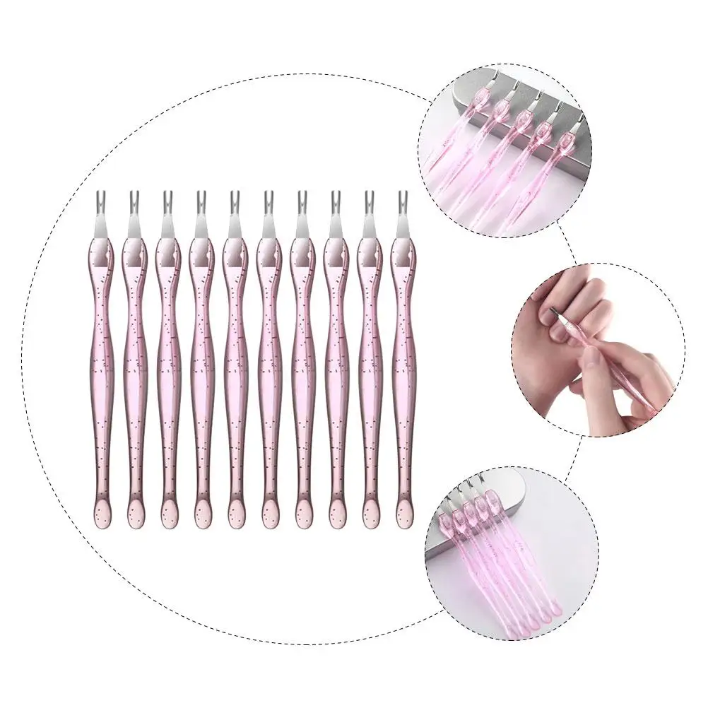 10Pcs Stainless Steel PP Manicure Tools Cuticle Removing Set Durable Dead Skin Forks Removers Nail Art Tool Kit For