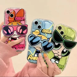 Funda con soporte para gafas P Powerpuff, para iPhone 15, 14, 11 Pro Max, 13, 12 Mini, XR, XS, X, 8, 7, 6, 6S Plus, SE, 2020