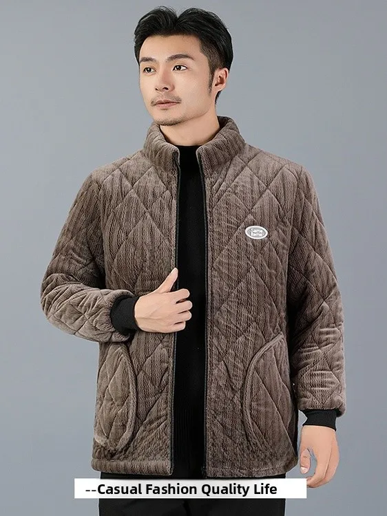 thickened-fleece-winter-cotton-cover-up-shirt-men's-wear-resistant-stainproof-long-sleeve-zipper-closure-color-top