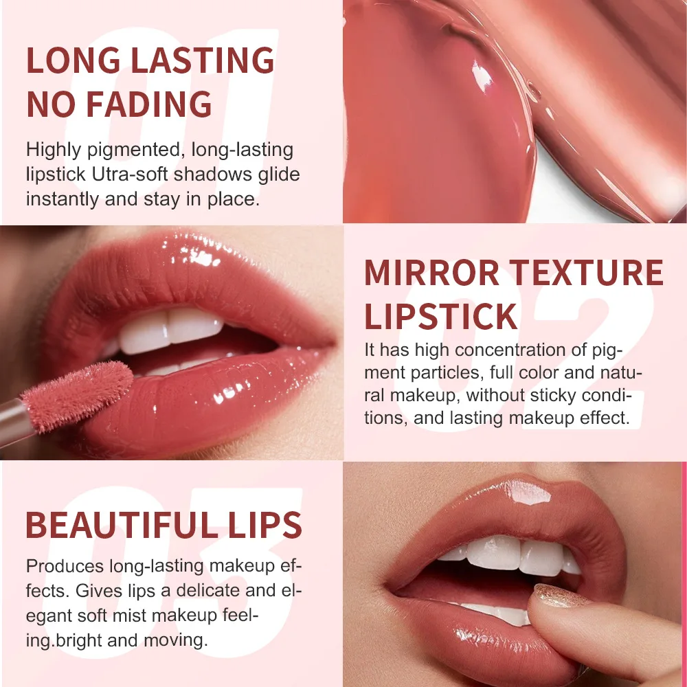Marble Pattern Mirror Lip Glaze Water Light Hydrating Essence Nourishing Easy Coloring Lip Gloss Lip Tint