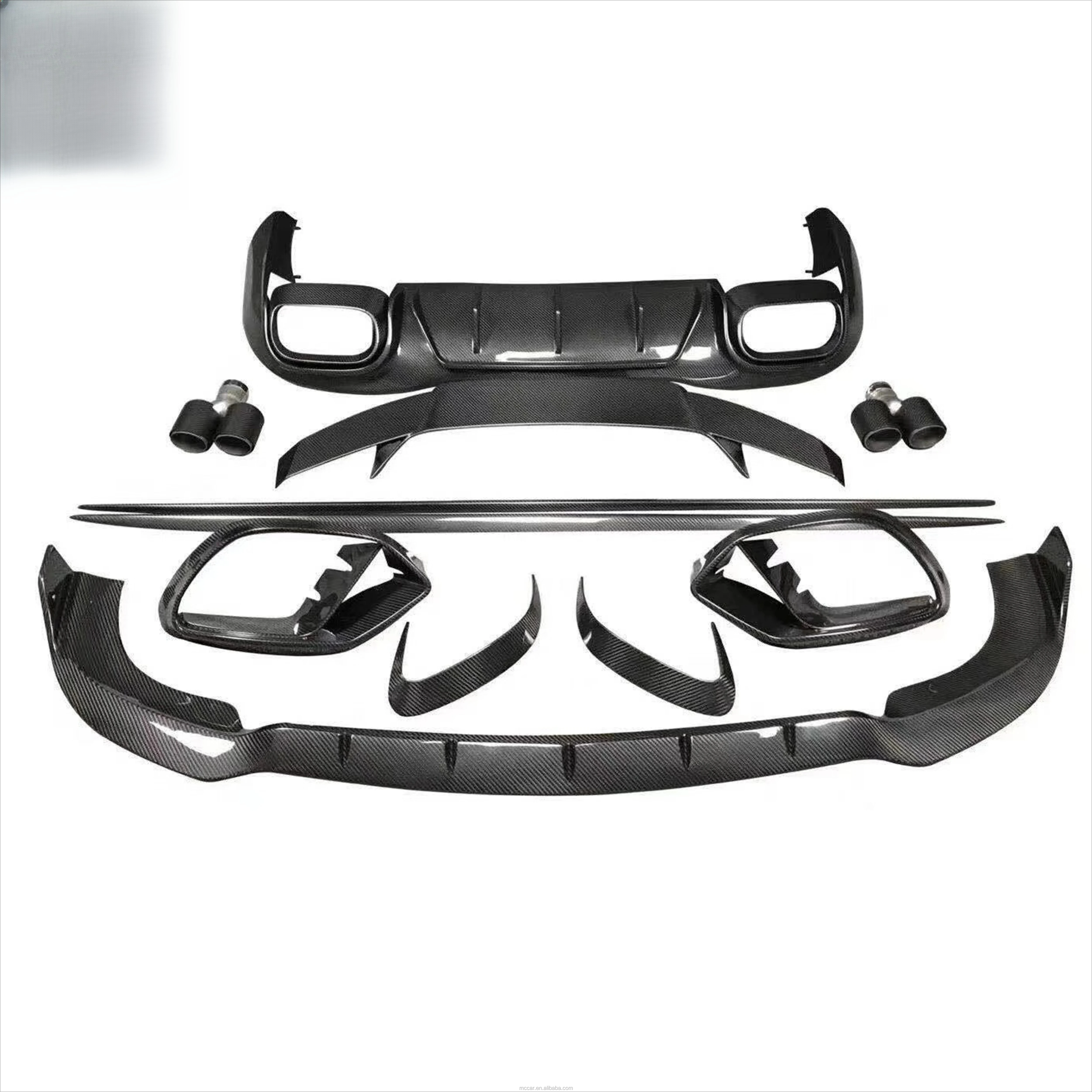 AMGGT50 GT43 GT3 طقم هيكل من ألياف الكربون للشفة الأمامية/التنانير الجانبية/الناشر/فتحات الهواء #2