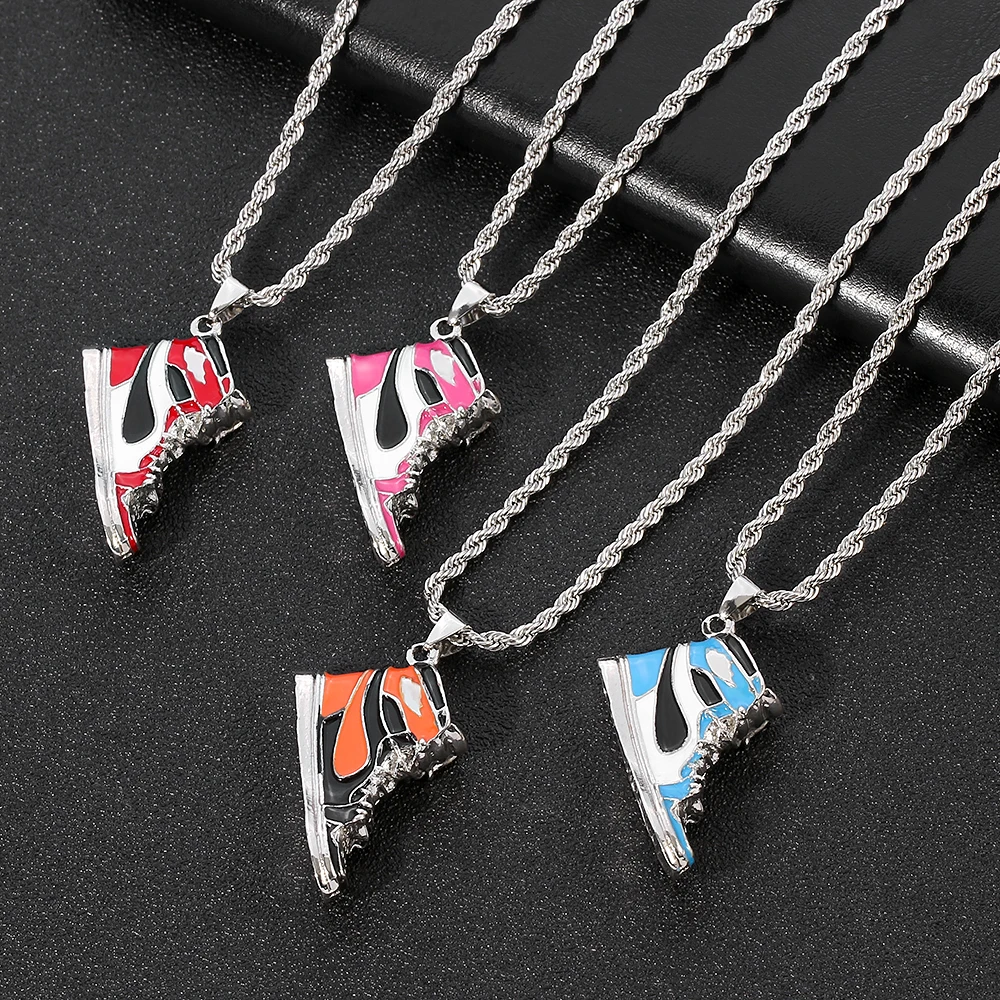 Fashion Trend Mini Hip-Hop Sneaker Pendant Necklace Personality Street Style Rapper Collar Accessory Cool Gift for Friends