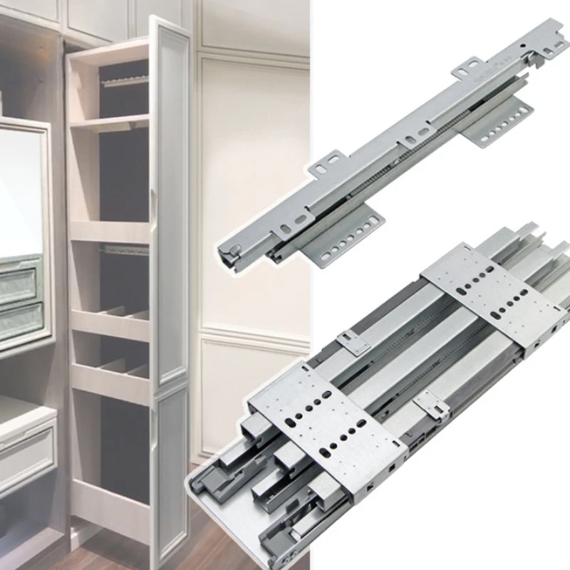 High & Deep Cabinets Heavy-duty Slide Rails For Wardrobes/Shoe Cabinets/Wine Cabinets ect.Buffer Damping Mute Push-pull Slides