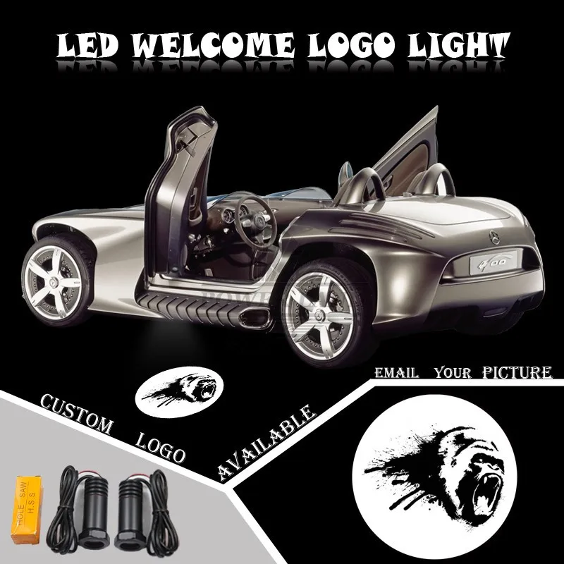 LED Laser Gorilla Logo Light Ghost Shadow Puddle Light Emblem Spotlight GOBO Car Door Step Ground Courtesy Welcome Light