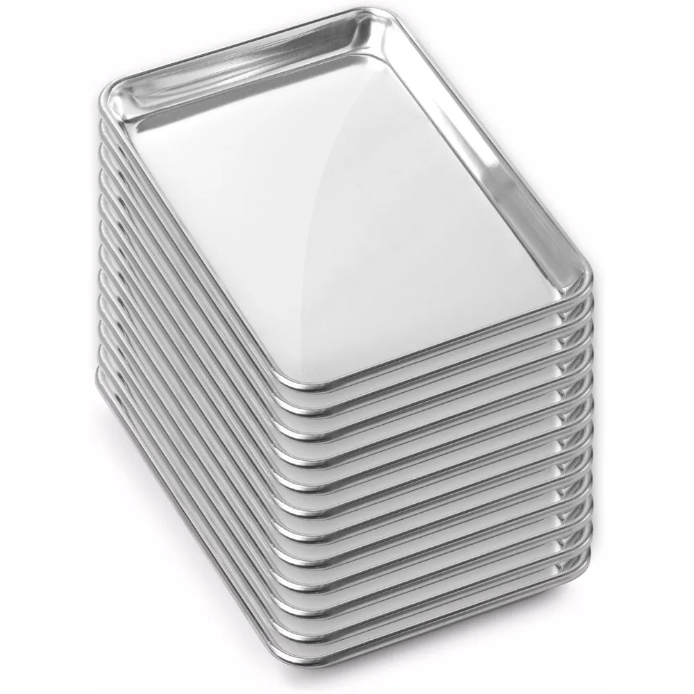 

GRIDMANN 9 x 13 Commercial Grade Aluminum Cookie Sheet Baking Tray Jelly Roll Pan Quarter Sheet - 12 Pans