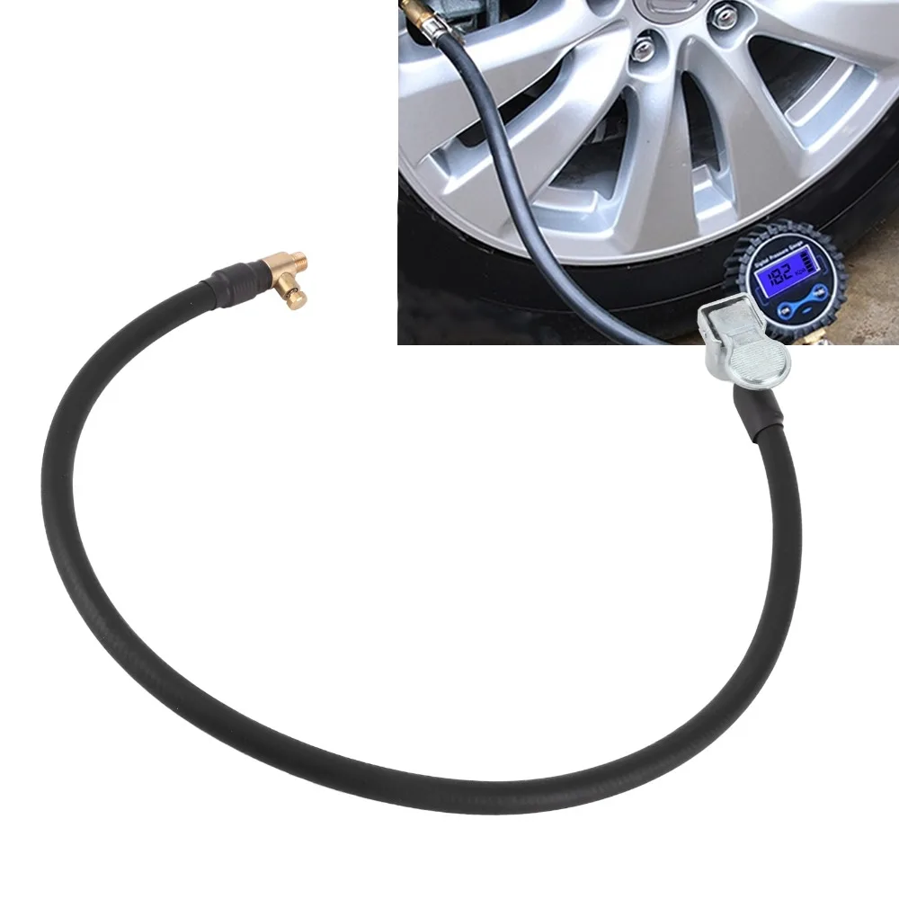 60cm Tire Inflator Pump Hose 300PSI Universal Air Pump Extension Hose Locking Air Chuck Reinforced Tire Pumping Tube
