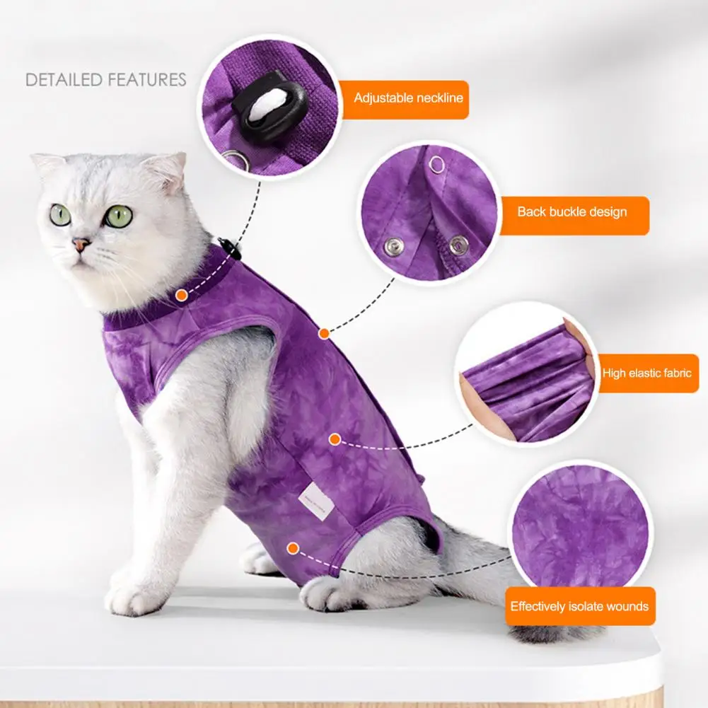 Stretchy Cat Surgery Recovery Suit Breathable Cat Recovery Suit for Female Spay Surgery Anti Licking Abdominal Wounds Protector