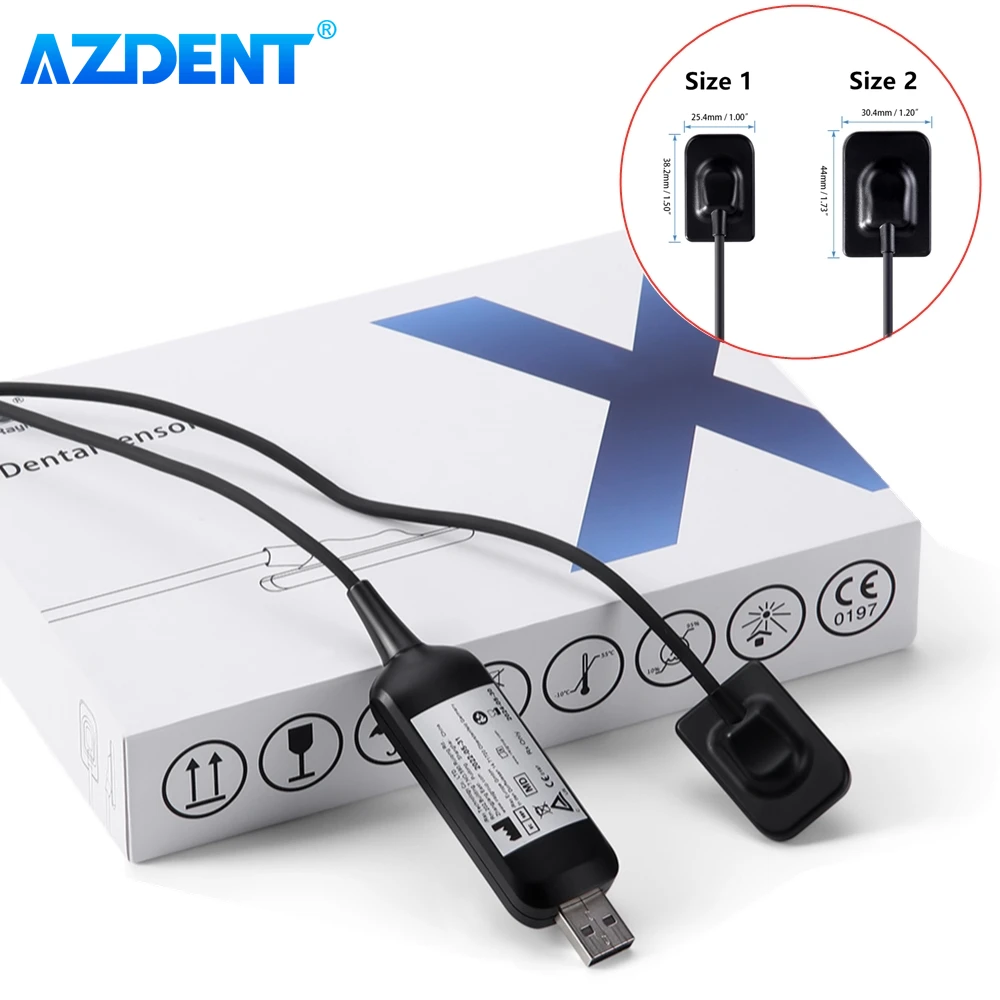 AZDENT Dental X-Ray Sensor Digital HD Sensor Intraoral Digital Image System HD Image Dentistry Tools 2 Sizes CMOS Detector