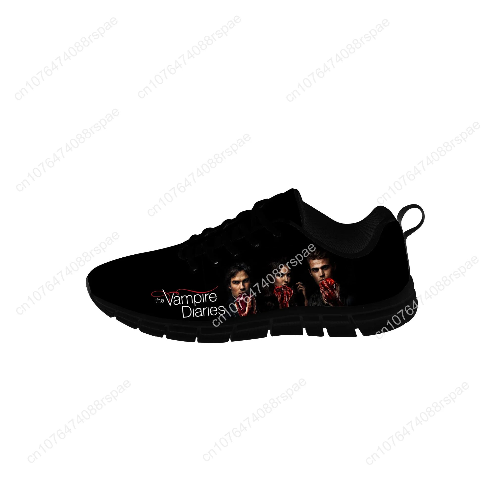 Chaussures de course légères en toile imprimée en 3D pour hommes et femmes, baskets noires pour adolescents, The Vampire Diaries, chaussures de gril décontractées