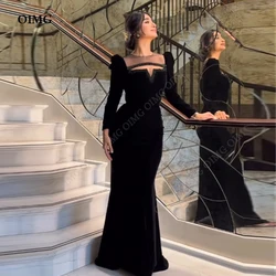 OIMG Elegant Mermaid Evening Night Dress for Women Long Sleeves Velvet Shiny Beads Formal Wedding Prom Party Gowns Customized