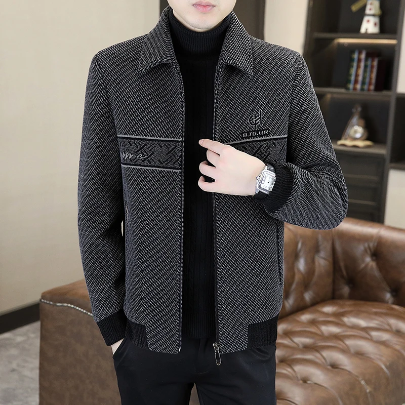 Winter Faux Fur Mink Woolen Jackets Men Korean Version Slim Fit Lapel Short Overcoat Social Casual Business Windbreaker M-4XL