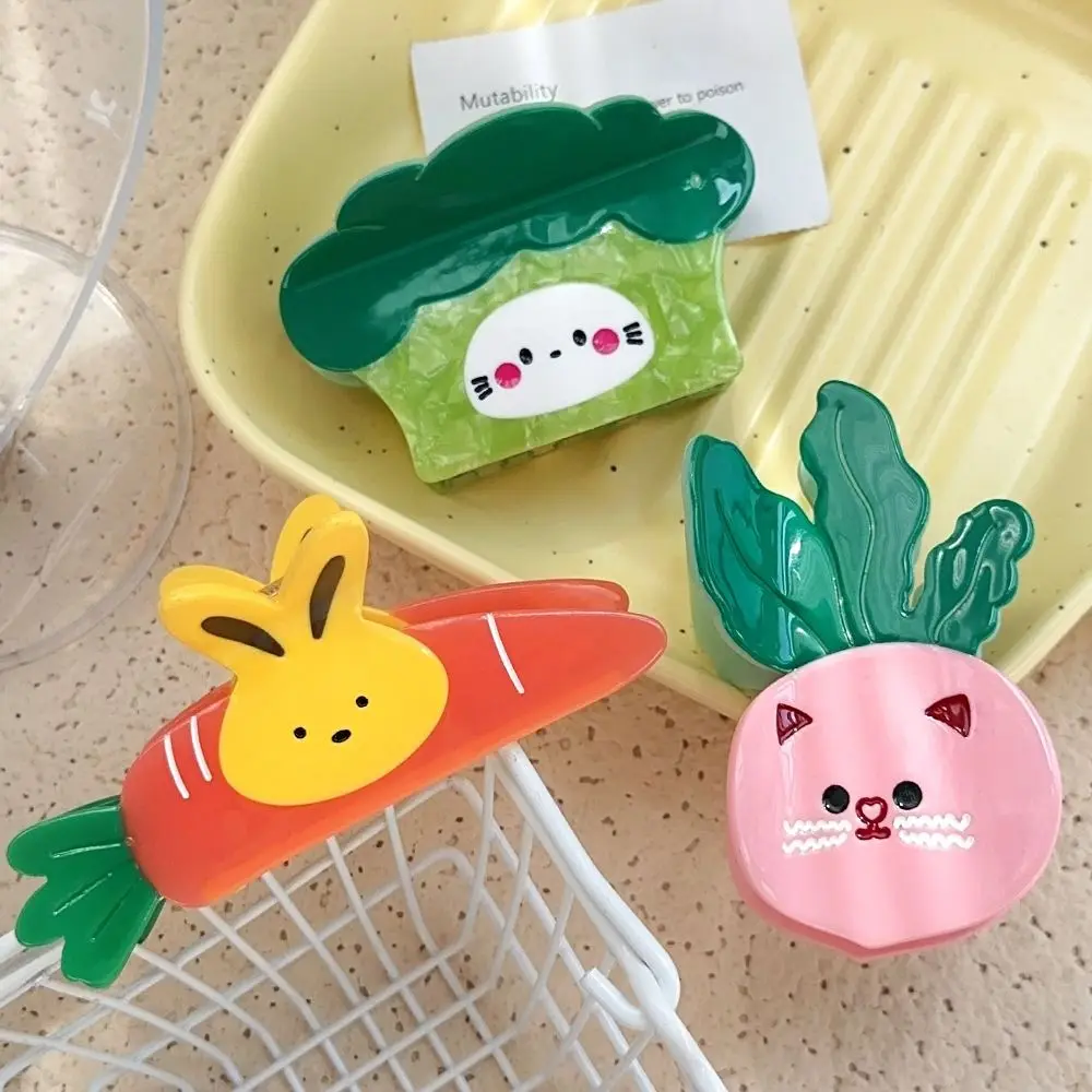크리에이티브 한국 스타일 야채 머리핀 달콤하고 귀여운 작은 상어 클립 토끼 당근 아세트산 집게핀 헤어 액세서리