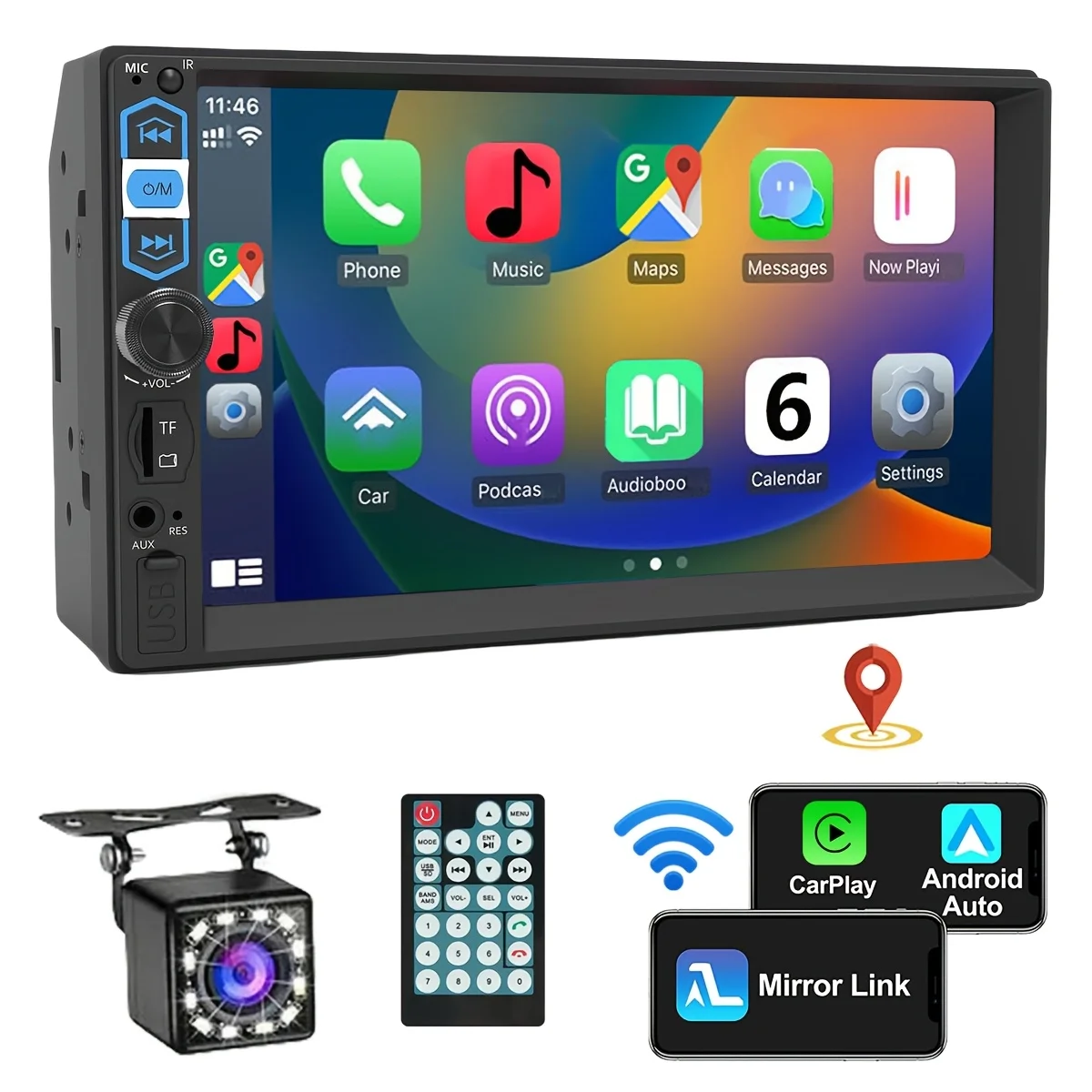 7inch Touch Screen Car Radio Bluetooth, Car Stereo with Backup Camera, MirrorLink, SWC, FM Radio, Car Audio Receivers, USB/AUX/T