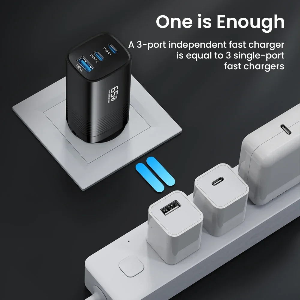 Caricatore USB tipo C GaN da 65 W Ricarica rapida QC3.0 PD3.0 per IPhone 14 13 Pro Xiaomi Laptop PPS Caricatore rapido portatile da 45 W per Samsung