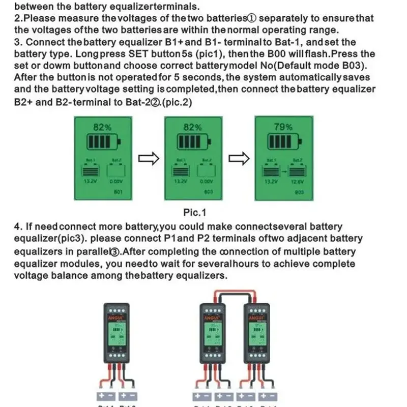 DTB7 KBX102S Battery Equalizer, Voltage Controller Batteries Monitor Balancer for Lead Acid Li-, 7-18V 0-10A Optimizing Current