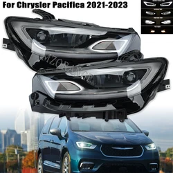 1x LED Headlight for Chrysler Pacifica 2021 2022 2023 Headlamp Headlights w/halogen Turn Signal Lights DRL Day lights assembly