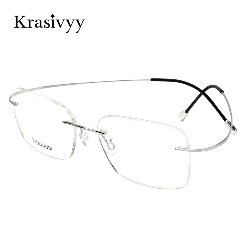 Krasivyy Pure Titanium Rimless Glasses Frame Men Prescription Eyeglasses Germany Women Myopia Optical Frame Screwless Eyewear