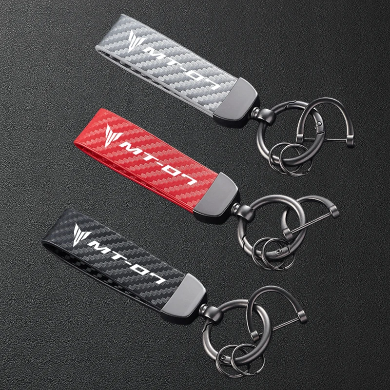 

For Yamaha Mt07 MT-07 FZ07 MT FZ 07 Accessories High-Grade Carbon Fiber Patterned Motorcycle Keychain Metal Keyring