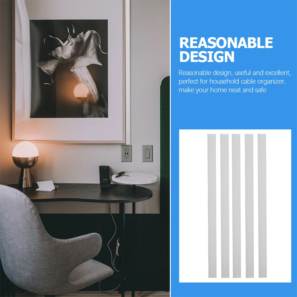 

1 Set Insulated Plastic Cable Cord Hider Wall Mount Wire Cover Organizer Concealer Kit Durable Easy Install Home Office Use Wire