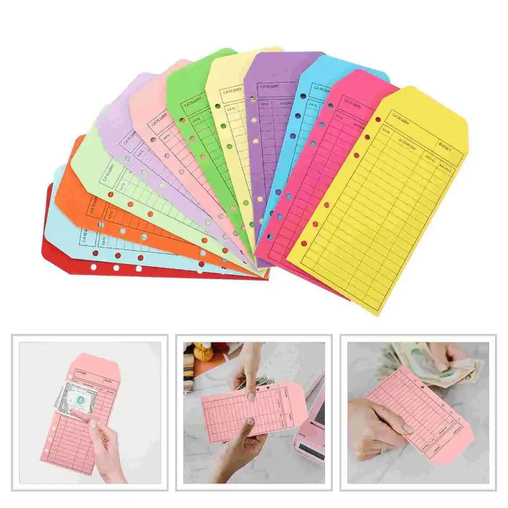 12pcs/set Loose Leaf Budget Envelope Cardstock Thickened Cash Envelope Portable Reusable Kraft Paper Envelopes Daily Expenses