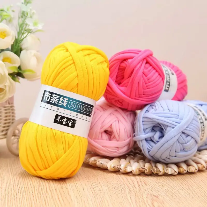 1pc 100g Thick Yarn Soft Colored Cloth Yarn for Hand Knitting Woven Bag Carpet DIY Hand-knitted Material