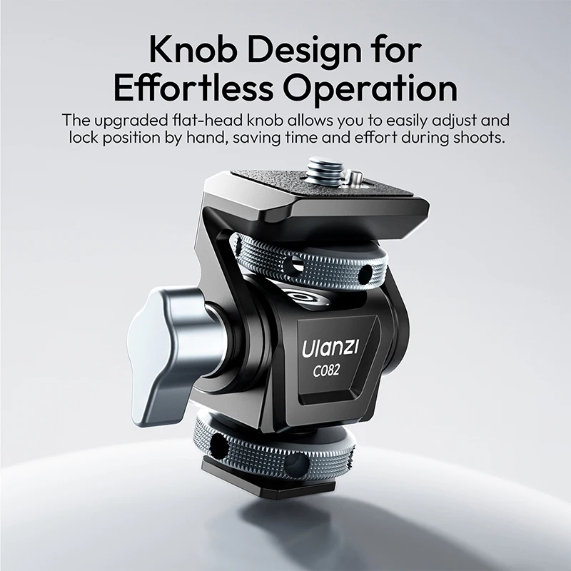 Ulanzi C082 قابل للتعديل التخميد الكرة تحميل الرأس 3 كجم للكاميرا ترايبود ملء الضوء مع الحذاء البارد جبل 1/4 ''ثقب المسمار 180 ° إمالة #3