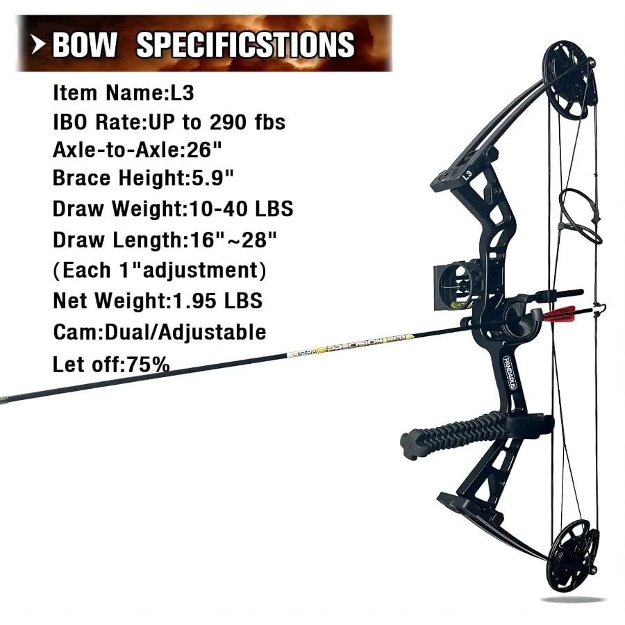 مجموعة القوس المركب 1040lbs لسحب الطفل اليد اليمنى تصميم خفيف الوزن القوس قابل للتعديل 1628 رسم طول IBO 290fps جديد 2024 Profe