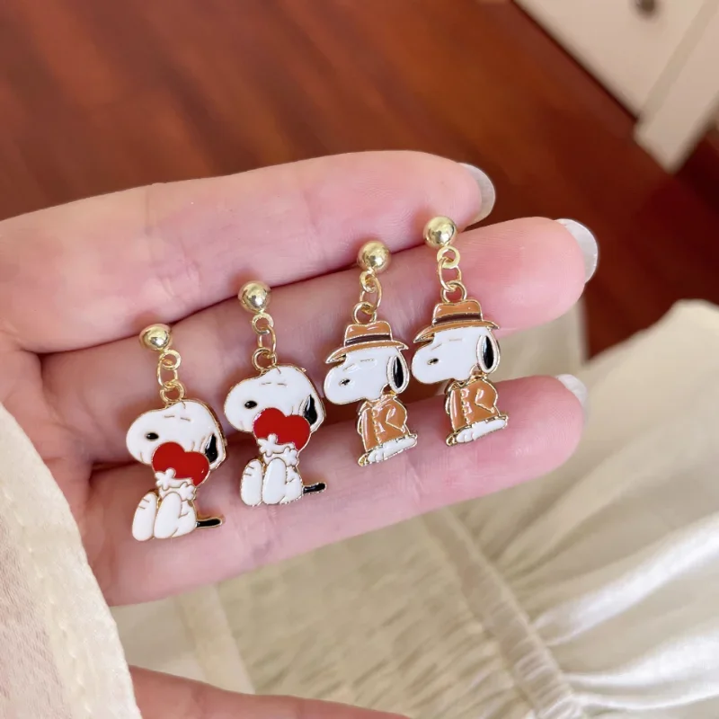 Cute Snoopy Earrings Women Fashion Personality Earring Creative Simple Metal Ear Jewelry Girls Kawaii Accessories Gifts